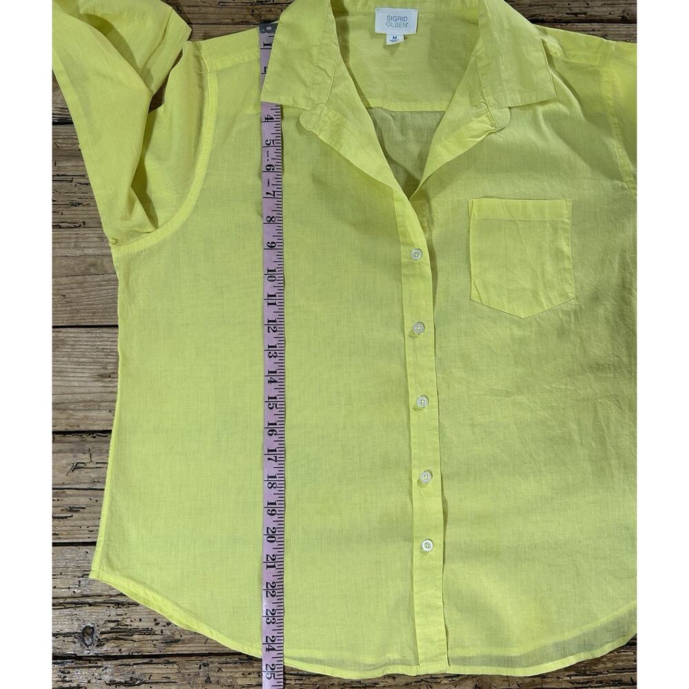 Sigrid Olsen Women's Size M Yellow Button Down Bl… - image 4